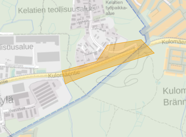 Kulomäentien urakka-alue Kelatien teollisuusalueen eteläpuolella